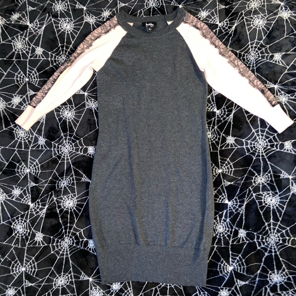 Lace detail sweater dress